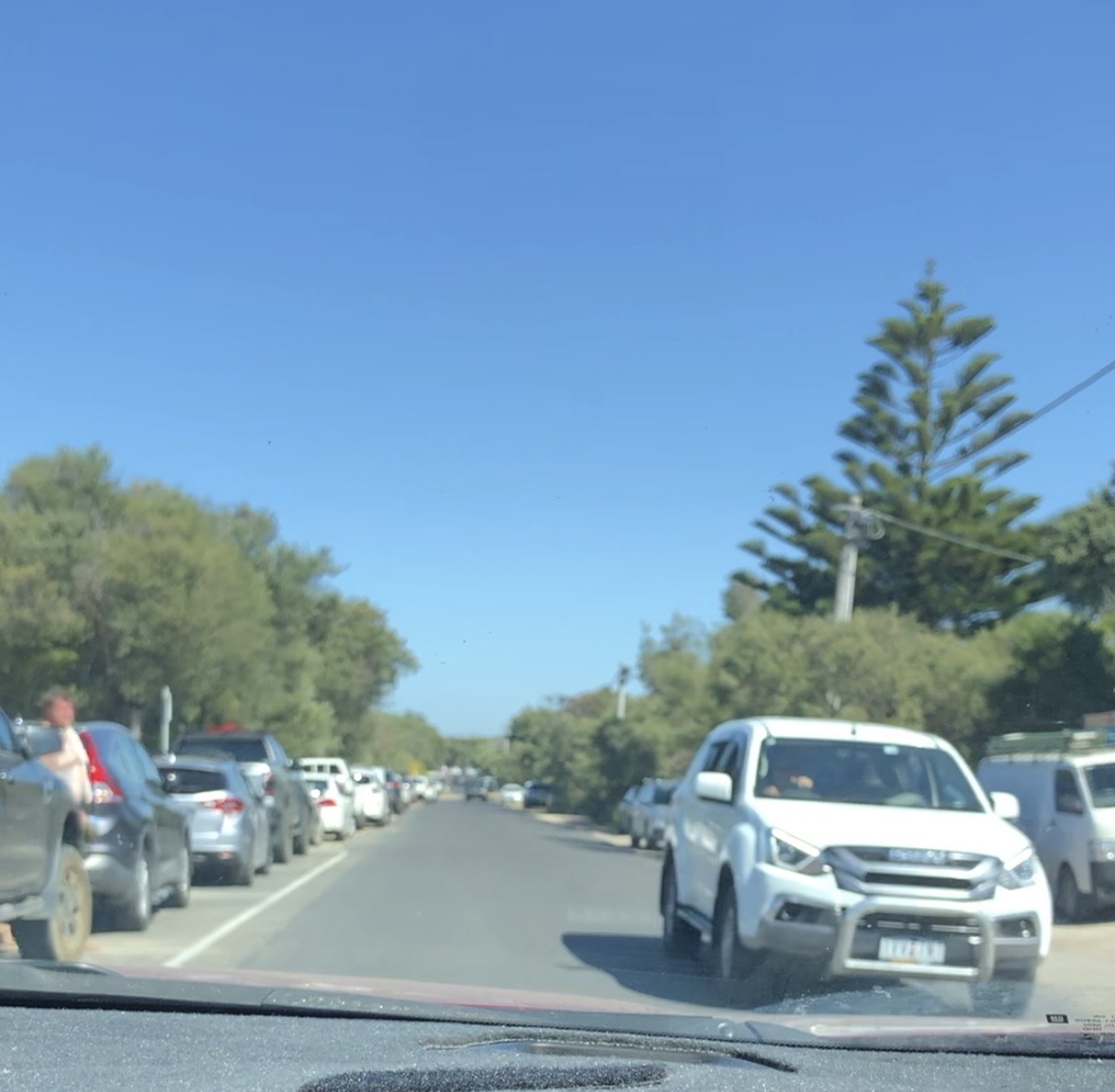 Surf Parade during summer - congested with parked cars